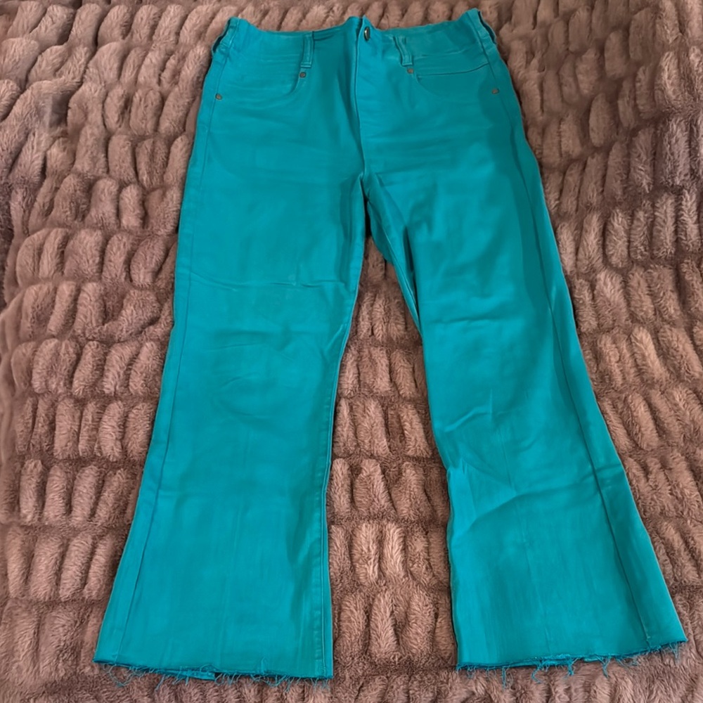 Bright Turquoise Flare Pants